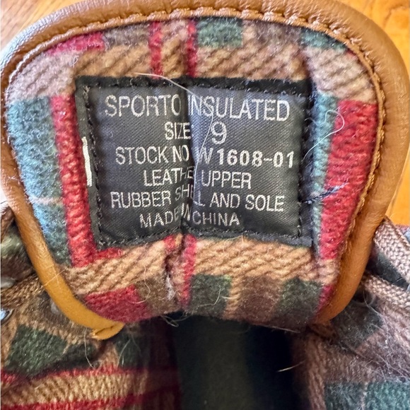 Sporto Duck Boots Womens 9 Insulated Rain Ankle Boots Navy Rubber & Tan Leather - Picture 6 of 11